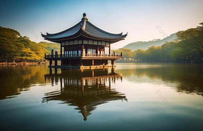 中国风中式古建筑风景风光大气旅游风景区出游清晰的摄影图高清的图片水面上的倒影杭州西湖风景,高清,摄影图,摄影图片,图片大全,摄影图免费下载
